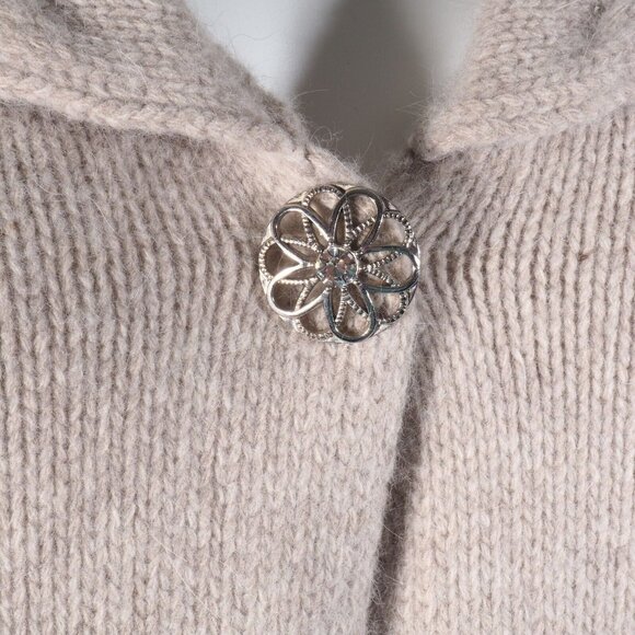 Sarah Spencer Womens L Sweater Wool Angora Blend  Jewel Snap Natural - Picture 4 of 12